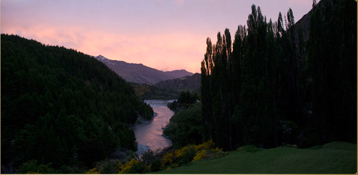 Sunset over the Shotover River Canyons at The Canyons Lodge